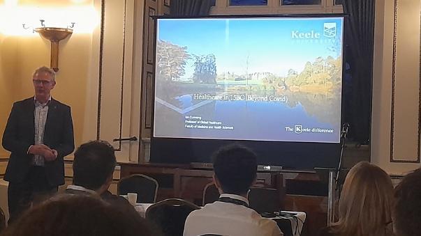 Ian Cumming delivering his lecture in the Salvin Room, Keele Hall